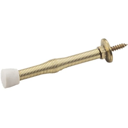 HARDWARE RESOURCES 3" Polished Brass Spring Door Stop with Rubber Tip DS05-PB